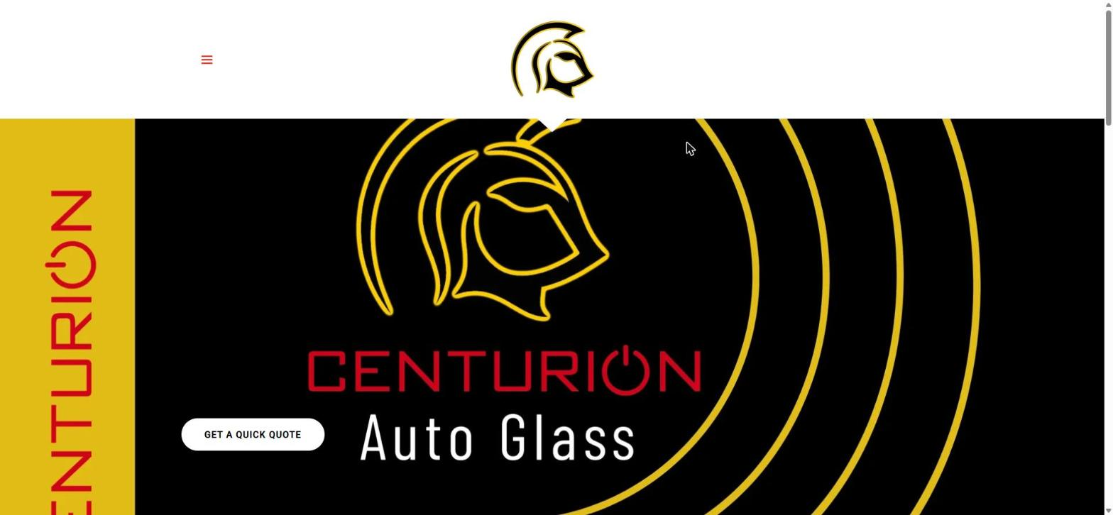 Centurion Auto Glass and Calibrations homepage for its Roseville California shop