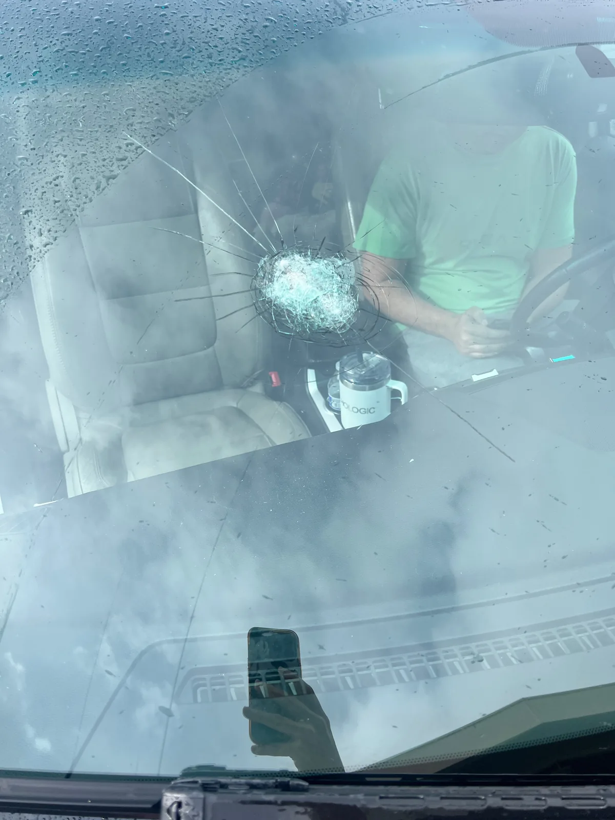 Very Smooth Auto Glass technician performing mobile windshield chip repair in Lincoln, CA using Delta Premium Bond resin injection